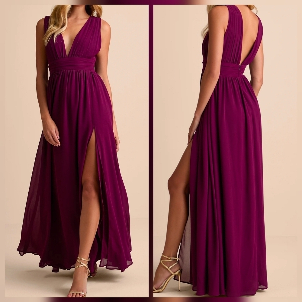 Lulus Heavenly Hues Sleeveless Plum Maxi Dress, Size Small